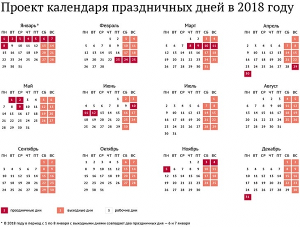Одобрен календарь праздников на 2018 год - infork.ru
